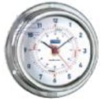  UHR NIROSTA A100 <B>Serie A 100, Edelstahl</B><BR>Geh�use aus poliertem Edelstahl.<BR>Abm.: Glas � 100mm, Wandplatten � 125mm, H�he 50mm.<BR><B>Uhr mit Funkstille 