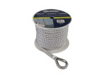 Ankerleine PES geflochten mit Bleikern+Niro-Kausche schwarz/weiß 10mm 20m