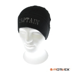 Motivex Mütze Aufschrift Captain, Beanie Aus Polartec Micro Fleece Farbe: Schwarz Grösse S M