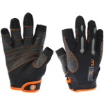 Motivex® Professional Segelhandschuhe Schwarz/orange Rückseite Elasthan, Beschichtete Handflächen, 2 Finger Geschnitten, Verstärkte Finger, Größen S